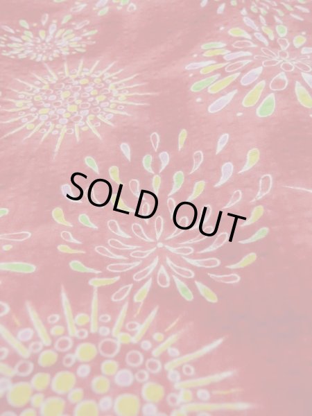 画像8: M0505P  子供用 女性用着物 花火柄 綿   赤色,  【中古】 【USED】 【リサイクル】 ★☆☆☆☆ (8)