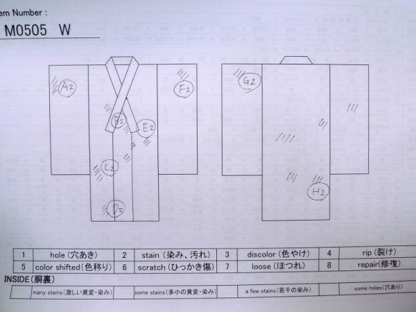 画像12: M0505W  子供用 女性用着物  綿   白, 竹 【中古】 【USED】 【リサイクル】 ★★☆☆☆ (12)