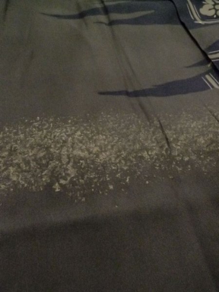 画像13: M0516C  男性用襦袢 男性用着物  シルク(正絹)   オリーブ, 松/松葉 【中古】 【USED】 【リサイクル】 ★☆☆☆☆ (13)