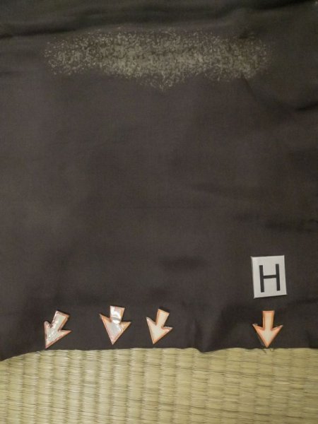 画像24: M0516C  男性用襦袢 男性用着物  シルク(正絹)   オリーブ, 松/松葉 【中古】 【USED】 【リサイクル】 ★☆☆☆☆ (24)