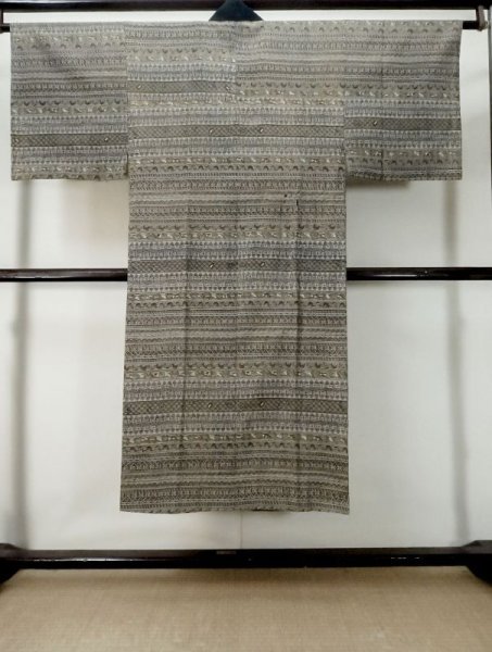 画像2: M0516G  男性用襦袢 男性用着物  ウール  深い 山吹, 更紗 【中古】 【USED】 【リサイクル】 ★☆☆☆☆ (2)