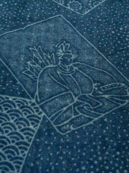 画像6: M0516M Mint  男性用襦袢 男性用着物 矢柄 ウール   紺, 笹 【中古】 【USED】 【リサイクル】 ★☆☆☆☆ (6)