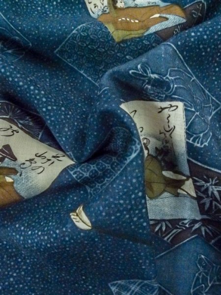 画像10: M0516M Mint  男性用襦袢 男性用着物 矢柄 ウール   紺, 笹 【中古】 【USED】 【リサイクル】 ★☆☆☆☆ (10)