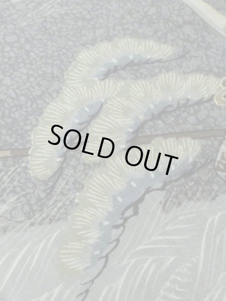 画像8: M0516U  男性用襦袢 男性用着物 兜、貝、矢柄 ウール   灰色, 松/松葉 【中古】 【USED】 【リサイクル】 ★★☆☆☆ (8)