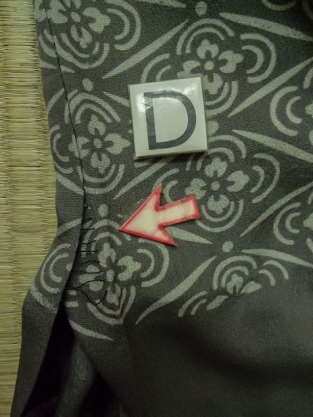 画像16: M0517E  男性用襦袢 男性用着物 裏地にシミあり。 化繊  灰色がかった 灰色, 虎 【中古】 【USED】 【リサイクル】 ★☆☆☆☆ (16)