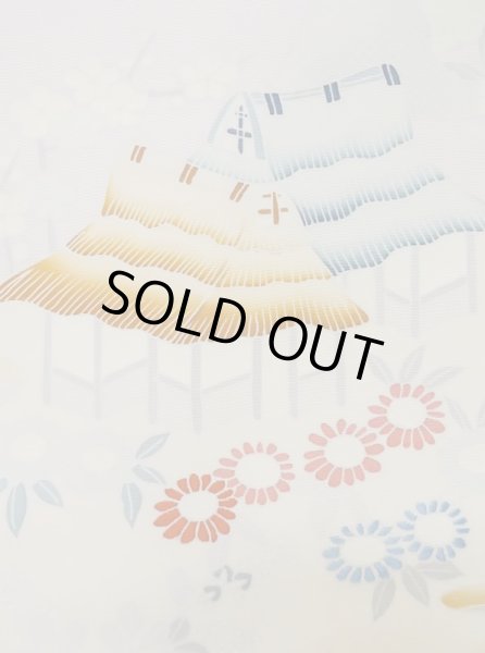 画像4: M0523C 名古屋帯 女性用着物 シルク（正絹）  淡い 桃色 菊 【中古】 【USED】 【リサイクル】 ★★★☆☆ (4)