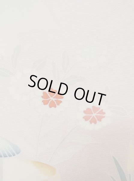 画像5: M0523C 名古屋帯 女性用着物 シルク（正絹）  淡い 桃色 菊 【中古】 【USED】 【リサイクル】 ★★★☆☆ (5)