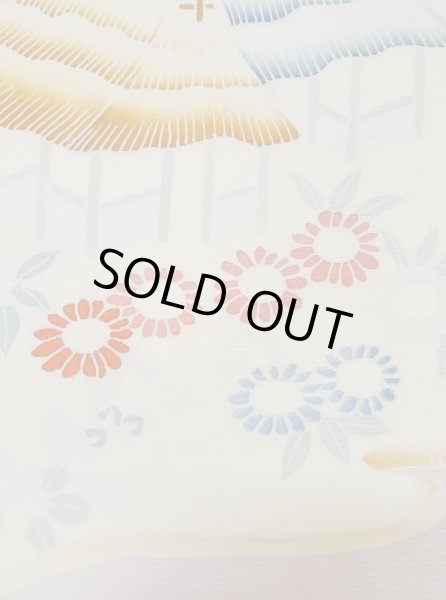 画像6: M0523C 名古屋帯 女性用着物 シルク（正絹）  淡い 桃色 菊 【中古】 【USED】 【リサイクル】 ★★★☆☆ (6)