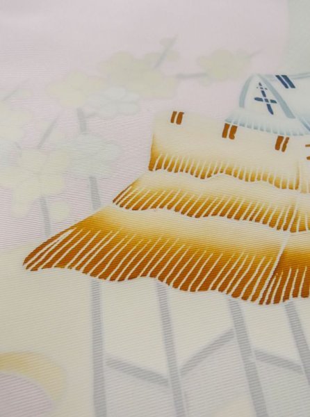 画像7: M0523C 名古屋帯 女性用着物 シルク（正絹）  淡い 桃色 菊 【中古】 【USED】 【リサイクル】 ★★★☆☆ (7)