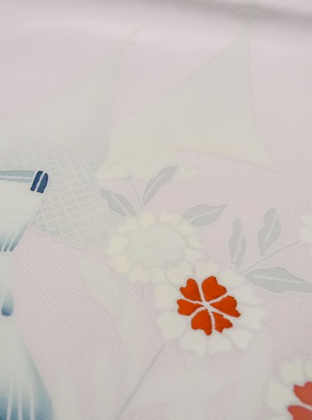 画像9: M0523C 名古屋帯 女性用着物 シルク（正絹）  淡い 桃色 菊 【中古】 【USED】 【リサイクル】 ★★★☆☆ (9)