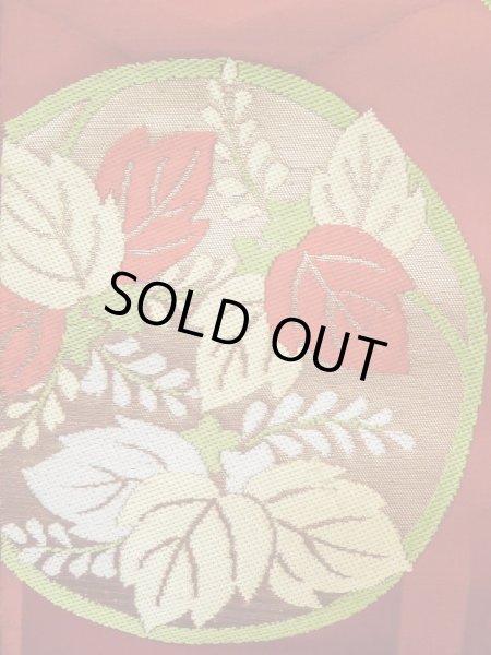 画像6: M0523S 名古屋帯 女性用着物 シルク（正絹）  鮮やか 赤色 ぼたん 【中古】 【USED】 【リサイクル】 ★★☆☆☆ (6)