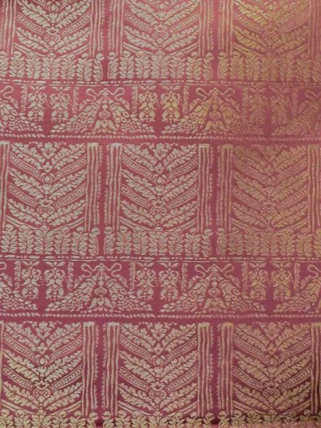 画像3: M0523Y 名古屋帯 女性用着物 化繊   えんじ 草 【中古】 【USED】 【リサイクル】 ★★☆☆☆ (3)