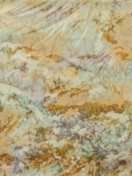 画像2: M0523Z 名古屋帯 女性用着物 シルク(正絹) 淡い 薄い 緑色 ぼかし 【中古】 【USED】 【リサイクル】 ★★☆☆☆ (2)