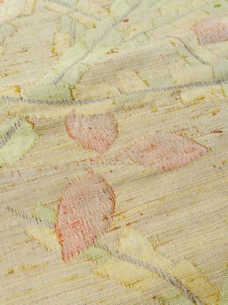 画像7: M0524A 名古屋帯 女性用着物 シルク（正絹） 淡い 薄い 黄色 花 【中古】 【USED】 【リサイクル】 ★★★☆☆ (7)