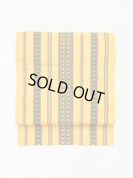 画像2: M0524B 名古屋帯 女性用着物 シルク（正絹）   黄色 縞 【中古】 【USED】 【リサイクル】 ★★★☆☆ (2)