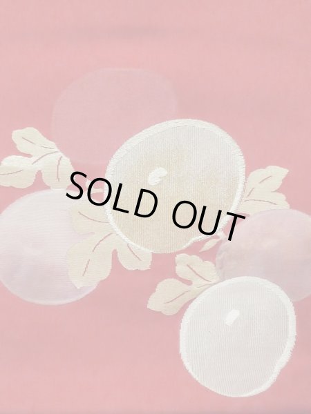 画像3: M0525B 名古屋帯 女性用着物 化繊   赤色 花 【中古】 【USED】 【リサイクル】 ★★☆☆☆ (3)