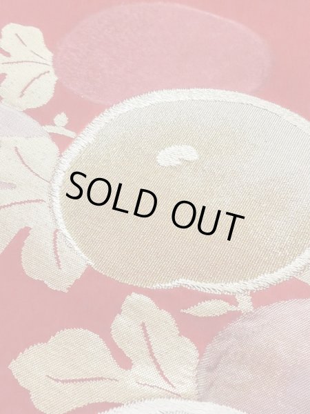 画像5: M0525B 名古屋帯 女性用着物 化繊   赤色 花 【中古】 【USED】 【リサイクル】 ★★☆☆☆ (5)