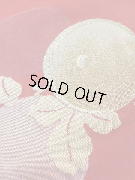 画像6: M0525B 名古屋帯 女性用着物 化繊   赤色 花 【中古】 【USED】 【リサイクル】 ★★☆☆☆ (6)