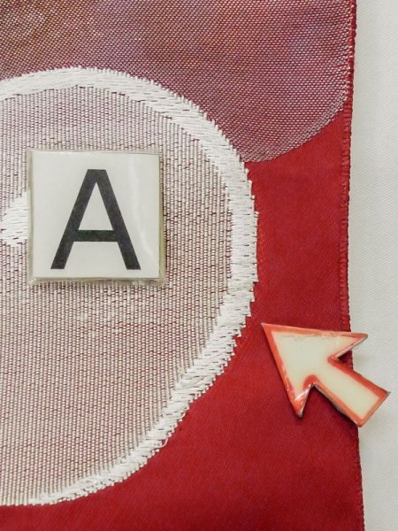 画像9: M0525B 名古屋帯 女性用着物 化繊   赤色 花 【中古】 【USED】 【リサイクル】 ★★☆☆☆ (9)