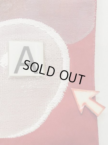 画像9: M0525B 名古屋帯 女性用着物 化繊   赤色 花 【中古】 【USED】 【リサイクル】 ★★☆☆☆ (9)