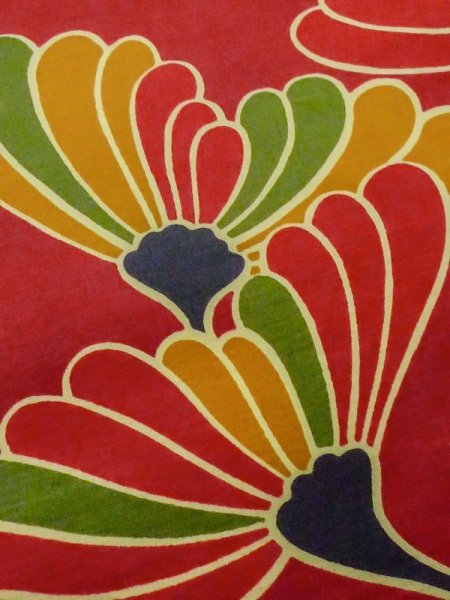 画像5: M0525D 名古屋帯 女性用着物 シルク(正絹)   えんじ 花 【中古】 【USED】 【リサイクル】 ★★☆☆☆ (5)