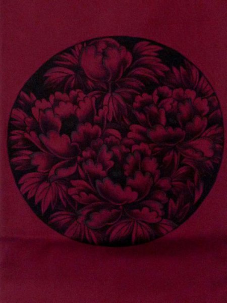 画像3: M0525J 名古屋帯 女性用着物 シルク(正絹)  深い 桃色 ぼたん 【中古】 【USED】 【リサイクル】 ★★☆☆☆ (3)