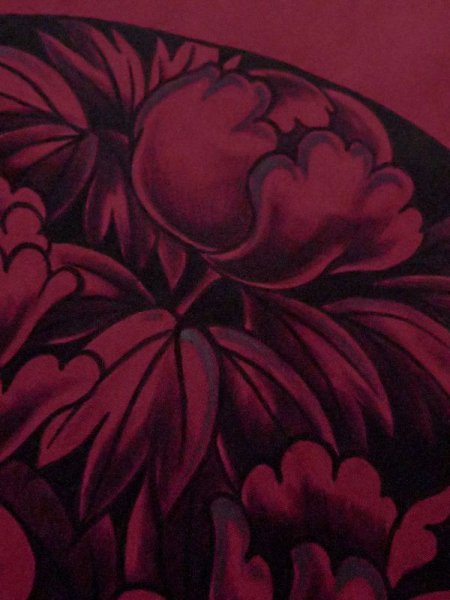 画像6: M0525J 名古屋帯 女性用着物 シルク(正絹)  深い 桃色 ぼたん 【中古】 【USED】 【リサイクル】 ★★☆☆☆ (6)