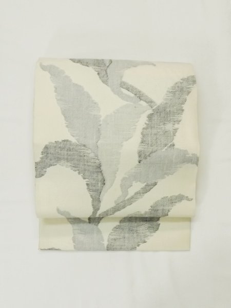 画像2: M0525M 名古屋帯 女性用着物 綿   オフ ホワイト 唐草 【中古】 【USED】 【リサイクル】 ★★☆☆☆ (2)