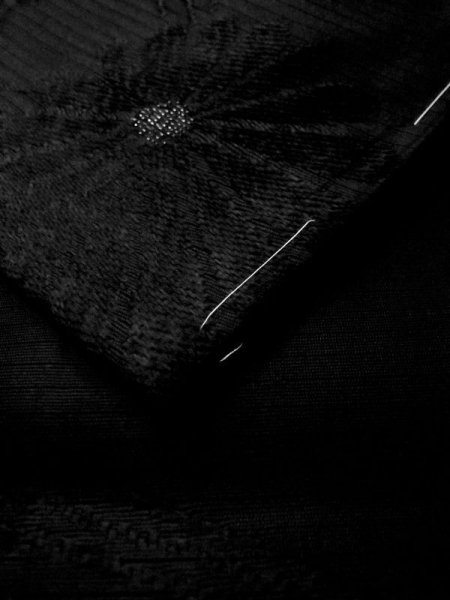 画像12: M0525T 名古屋帯 女性用着物 シルク(正絹)   黒 菊 【中古】 【USED】 【リサイクル】 ★★★☆☆ (12)