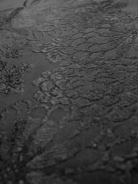 画像8: M0525U 名古屋帯 女性用着物 シルク(正絹)   黒 葉 【中古】 【USED】 【リサイクル】 ★★☆☆☆ (8)