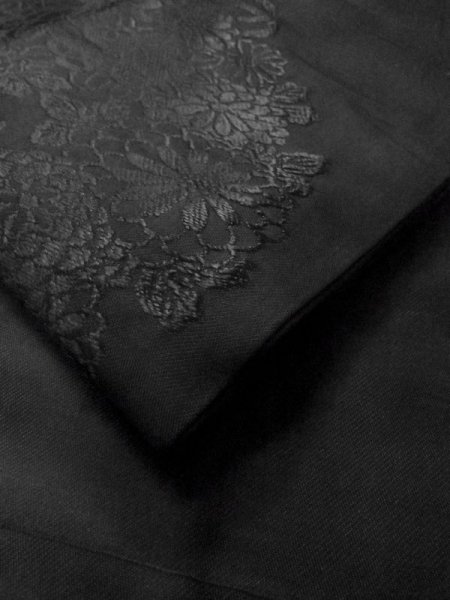 画像11: M0525U 名古屋帯 女性用着物 シルク(正絹)   黒 葉 【中古】 【USED】 【リサイクル】 ★★☆☆☆ (11)