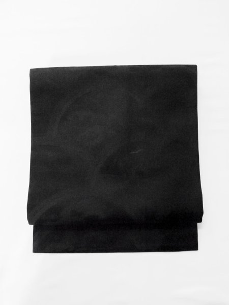 画像2: M0525V 名古屋帯 女性用着物 シルク(正絹)   黒 波 【中古】 【USED】 【リサイクル】 ★★★☆☆ (2)
