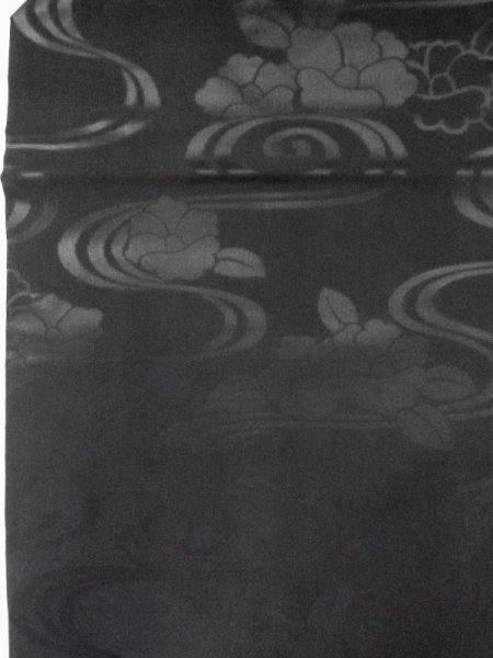 画像3: M0525Y 名古屋帯 女性用着物 シルク（正絹）   黒 ぼたん 【中古】 【USED】 【リサイクル】 ★★★☆☆ (3)