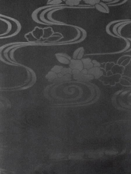 画像4: M0525Y 名古屋帯 女性用着物 シルク（正絹）   黒 ぼたん 【中古】 【USED】 【リサイクル】 ★★★☆☆ (4)