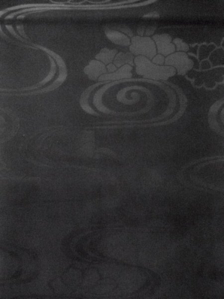 画像5: M0525Y 名古屋帯 女性用着物 シルク（正絹）   黒 ぼたん 【中古】 【USED】 【リサイクル】 ★★★☆☆ (5)