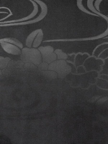 画像8: M0525Y 名古屋帯 女性用着物 シルク（正絹）   黒 ぼたん 【中古】 【USED】 【リサイクル】 ★★★☆☆ (8)