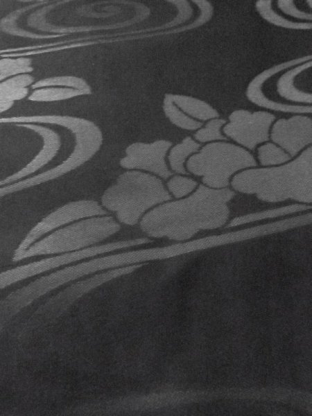 画像9: M0525Y 名古屋帯 女性用着物 シルク（正絹）   黒 ぼたん 【中古】 【USED】 【リサイクル】 ★★★☆☆ (9)