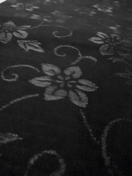 画像9: M0526A 名古屋帯 女性用着物 シルク(正絹)   黒 花 【中古】 【USED】 【リサイクル】 ★★★☆☆ (9)