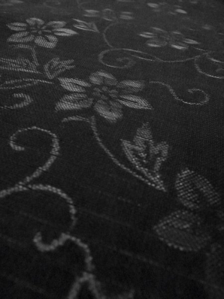 画像10: M0526A 名古屋帯 女性用着物 シルク(正絹)   黒 花 【中古】 【USED】 【リサイクル】 ★★★☆☆ (10)