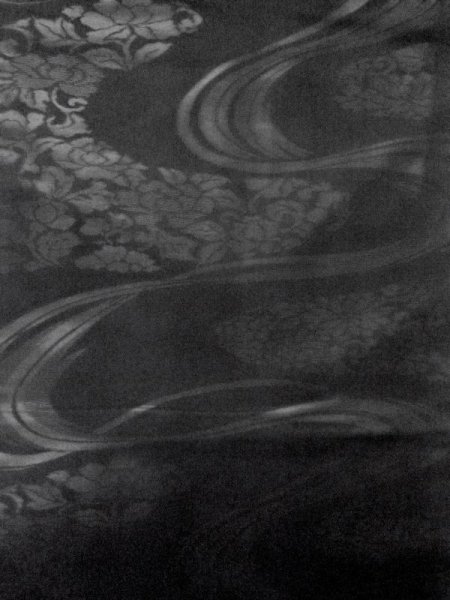 画像4: M0526D 名古屋帯 女性用着物 シルク(正絹)   黒 花 【中古】 【USED】 【リサイクル】 ★★★☆☆ (4)