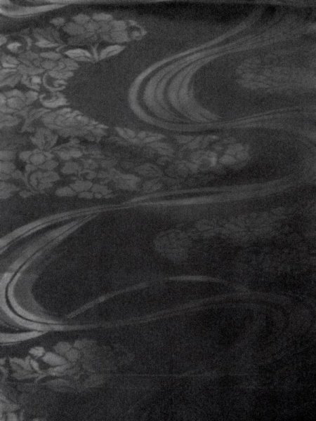 画像5: M0526D 名古屋帯 女性用着物 シルク(正絹)   黒 花 【中古】 【USED】 【リサイクル】 ★★★☆☆ (5)