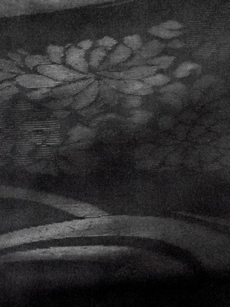 画像7: M0526D 名古屋帯 女性用着物 シルク(正絹)   黒 花 【中古】 【USED】 【リサイクル】 ★★★☆☆ (7)