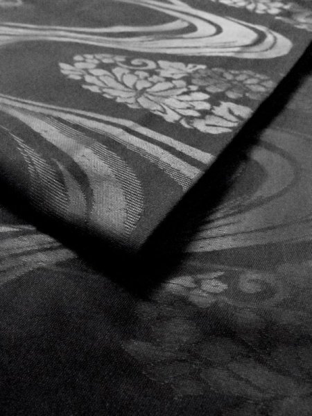 画像14: M0526D 名古屋帯 女性用着物 シルク(正絹)   黒 花 【中古】 【USED】 【リサイクル】 ★★★☆☆ (14)