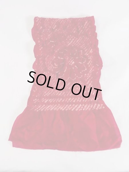 画像1: M0608XL 帯揚げ 女性用着物 シルク（正絹）   赤色 菊 【中古】 【USED】 【リサイクル】 ★★★☆☆ (1)