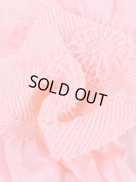 画像4: M0610XI 帯揚げ 女性用着物 シルク（正絹）  鮮やか 桃色 菊 【中古】 【USED】 【リサイクル】 ★★★★☆ (4)