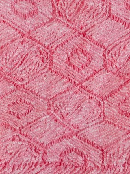 画像2: M0610XK 帯揚げ 女性用着物 シルク（正絹） 淡い 深い 桃色 亀甲 【中古】 【USED】 【リサイクル】 ★★★★☆ (2)