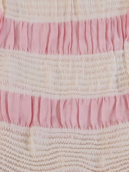 画像2: M0610XU 帯揚げ 女性用着物 シルク（正絹） 淡い 薄い 桃色 線 【中古】 【USED】 【リサイクル】 ★★☆☆☆ (2)