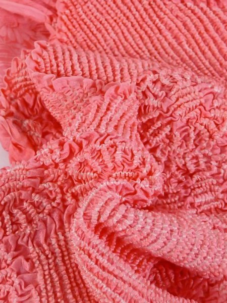 画像4: M0611XA 帯揚げ 女性用着物 シルク(正絹)  淡い 桃色 菊 【中古】 【USED】 【リサイクル】 ★★★★☆ (4)