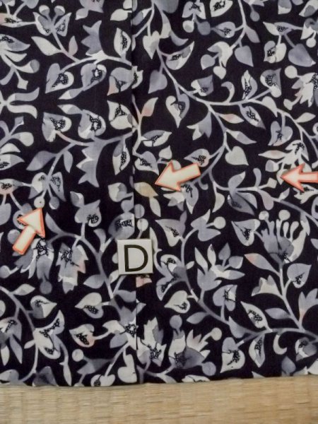 画像16: M0613B  浴衣（日本製） 女性用着物  綿麻   黒, 花 【中古】 【USED】 【リサイクル】 ★★☆☆☆ (16)