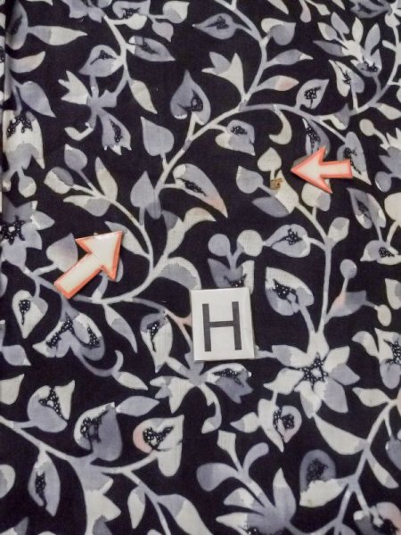 画像20: M0613B  浴衣（日本製） 女性用着物  綿麻   黒, 花 【中古】 【USED】 【リサイクル】 ★★☆☆☆ (20)